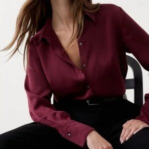 NWT Banana Republic Factory merlot satin blouse XXL